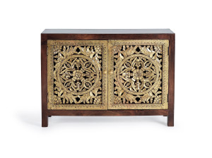 Шкаф с золотым листом с распашными дверями