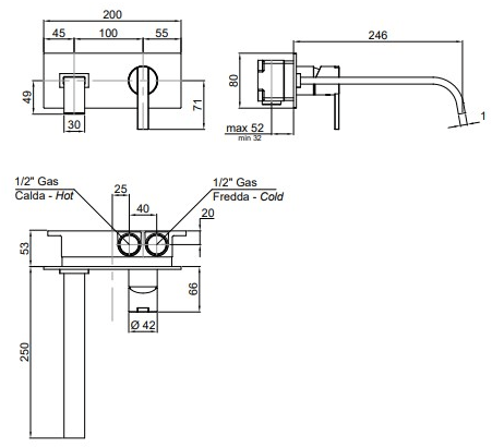 Antonio Lupi Design Смеситель для умывальника настенный с тарелкой Bikappa Antoniolupi sun-id-1445599 - Вид №3