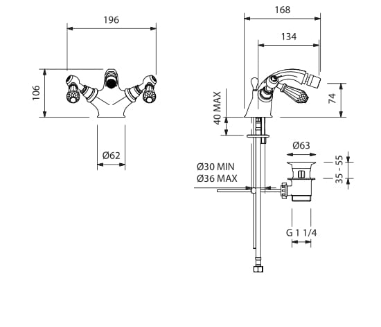 Смеситель для биде с одним отверстием и поворотным горлышком Park Avenue Beatrice ARCH-00032319 - Вид №2