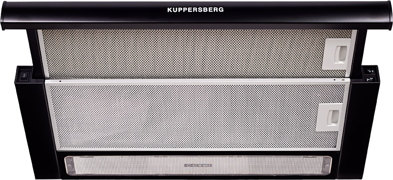 SLIMLUX II 60 SG Встраиваемая вытяжка, ширина 60 см, отвод/рециркуляция, 550 м3/час, механическое управление, 3 скорости, освещение 2х40 вт, металлические жироулавливающие фильтры, угольный фильтр с3с (опция), 38-54 дб, цвет черный ( португалия ) Kuppersb Santreyd 