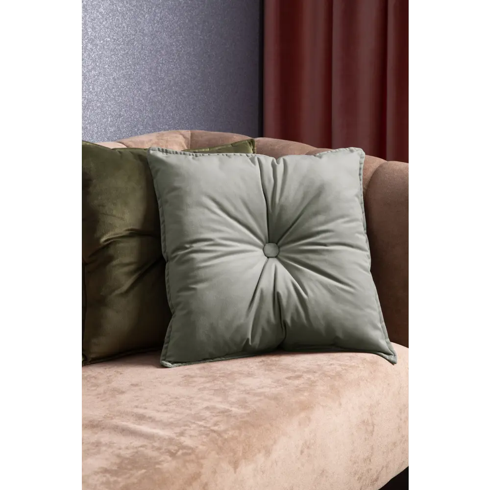 Подушка с пуговицей Бархат 43x43 см цвет серый 89112394 STLM-2091906 LINEN WAY  - Вид №3