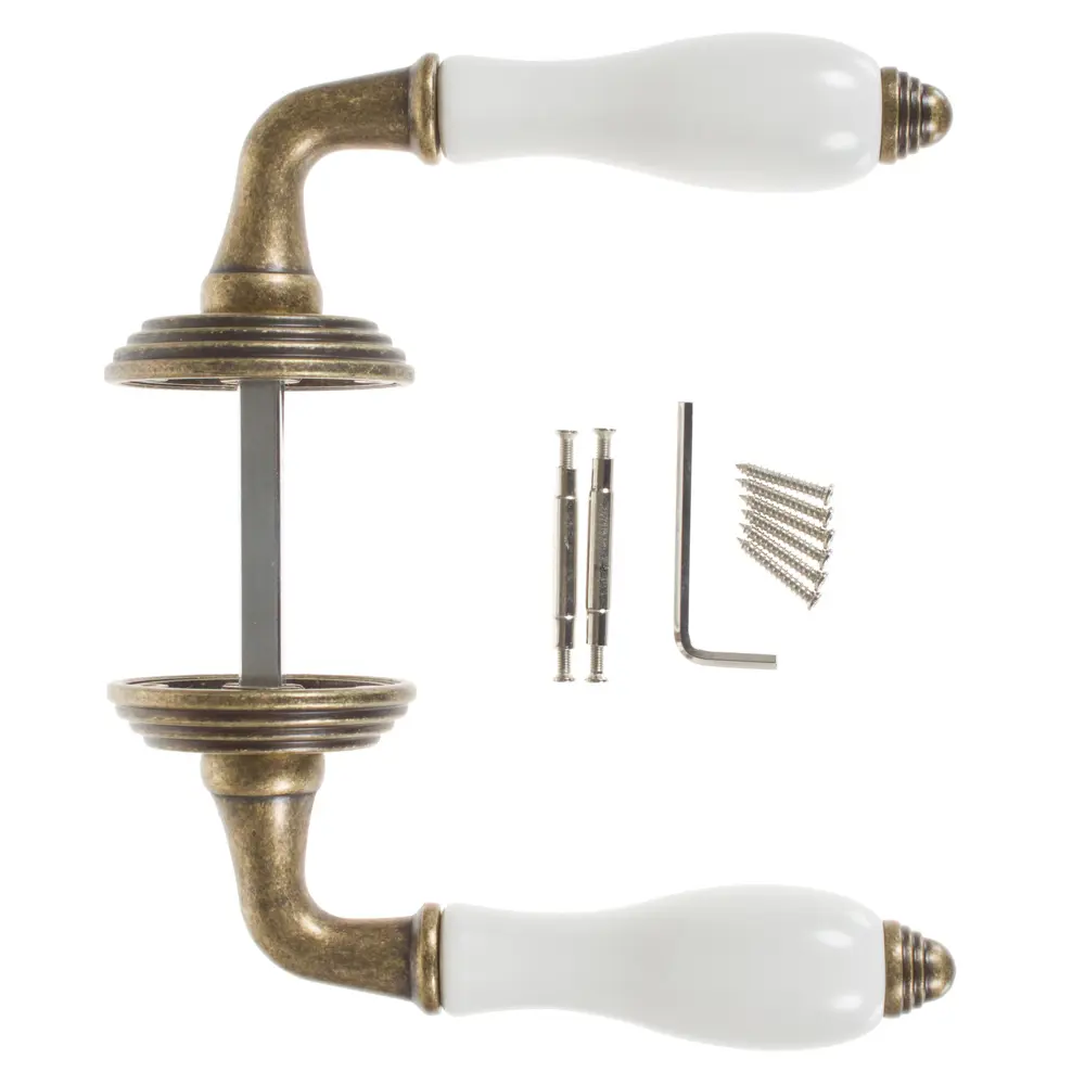 Ручки дверные на розетке EDS-V214 ЦАМ никелированное покрытие цвет античная бронза EDSON STLM-2008863 - Вид №2