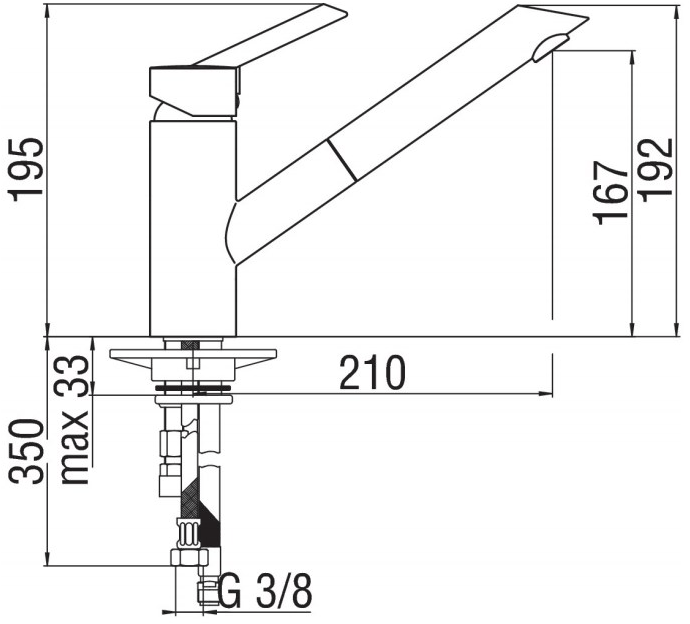 Nobili Rubinetterie Смеситель для кухни из нержавеющей стали с вытяжным душем Oz Oz117/8ip - Вид №1
