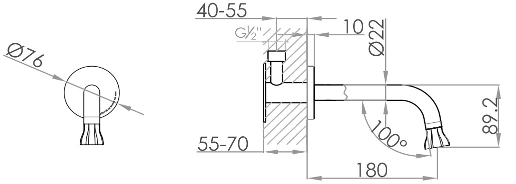 JEE-O Настенный излив из нержавеющей стали Bloom 600-3906 - Вид №1