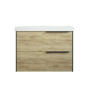 Тумба под раковину подвесная Sanflor Барселона 80 см цвет дуб крафт золотой с раковиной Cersanit Moduo 80 см фарфор