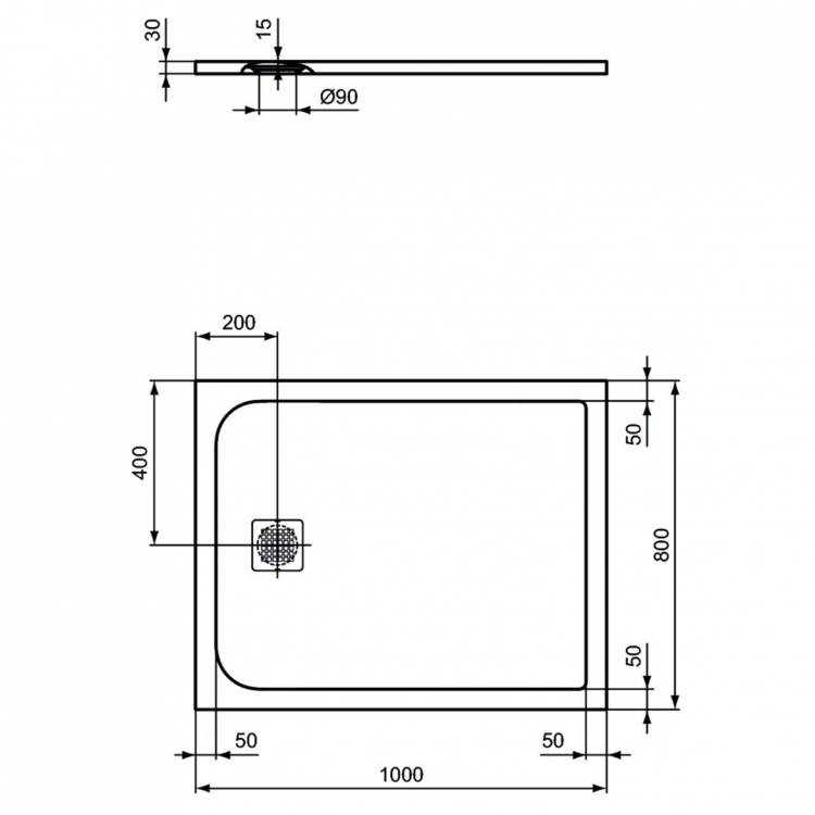 K8219FS Душевой поддон 100х80 см Ideal Standard ULTRAFLAT S  - Вид №2