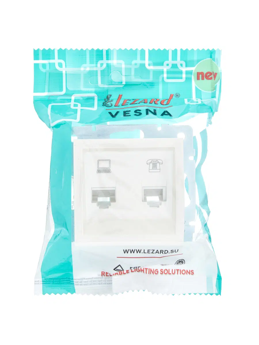 VESNA Розетка компьютер+телефон жемчужный LEZARD 742-3088-143 - Вид №1