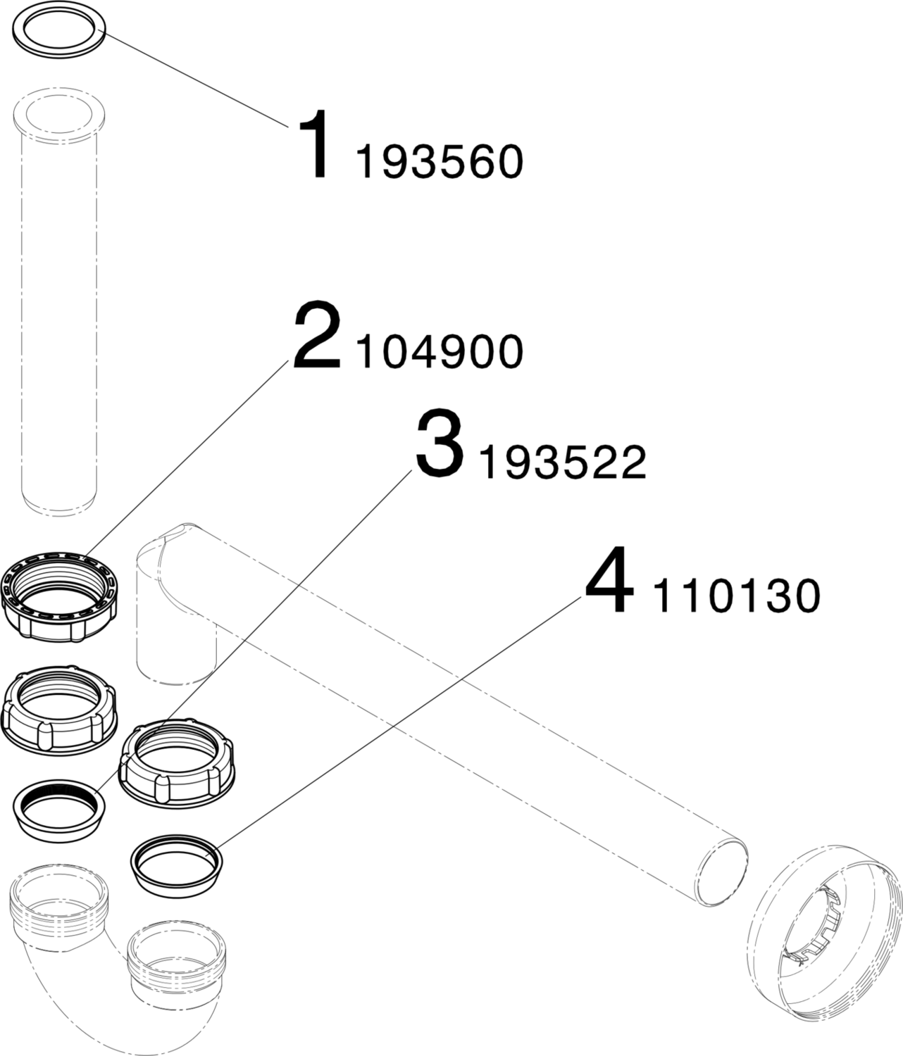 Канализационная арматура  Сифоны для умывальников и биде  Трапы для биде VIEGA 406 486 Модель 5536  - Вид №3