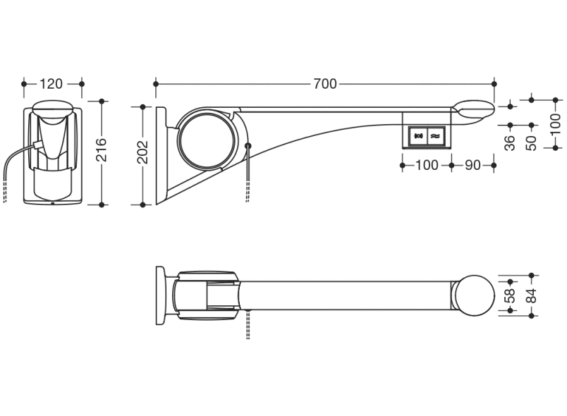 802.50.44960 Складная опорная рейка премиум-класса HEWI Stützen  - Вид №4