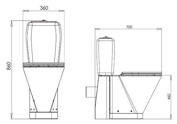 8644 Приставной унитаз напольный Хромированный PURUS Steel Германия - Вид №1