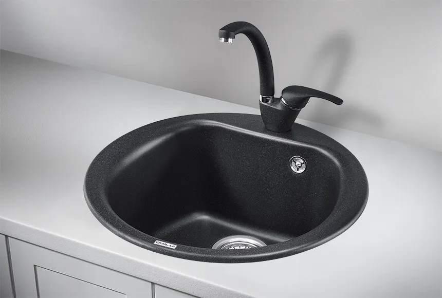 5101, ЧЁРНЫЙ, кухонная мойка, кварц GRANULA 5101-ST49