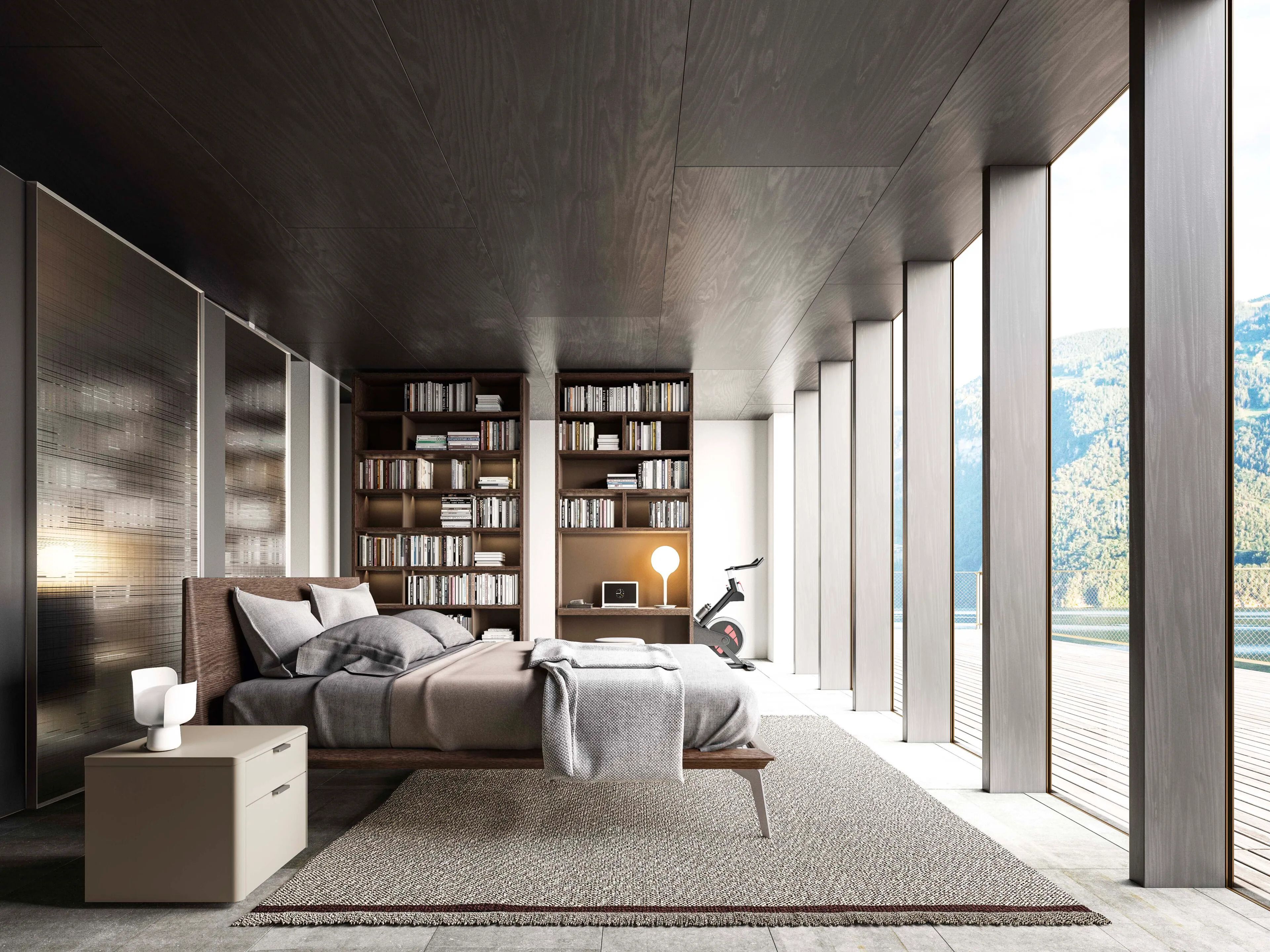 Деревянный книжный шкаф с письменным столом Alf DaFrè My Space ARCH-00046214 - Вид №3