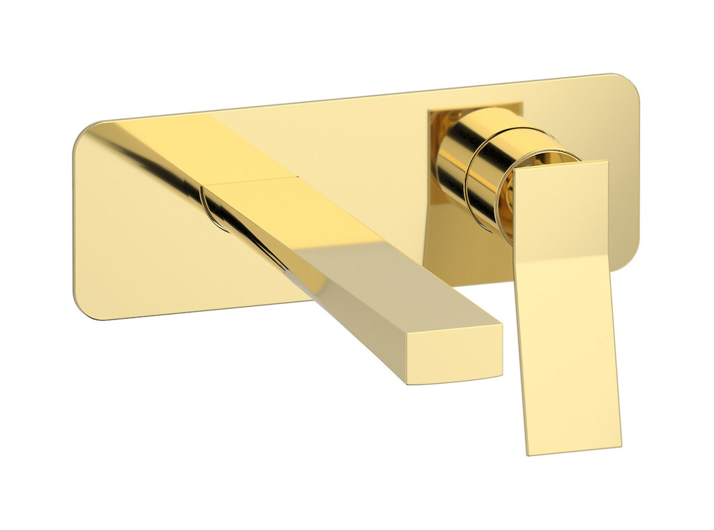 Встроенный в стену смеситель для раковины на 2 отверстия в комплекте с донным клапаном WE ARE IB wa320oo_22 Pale Gold Wave