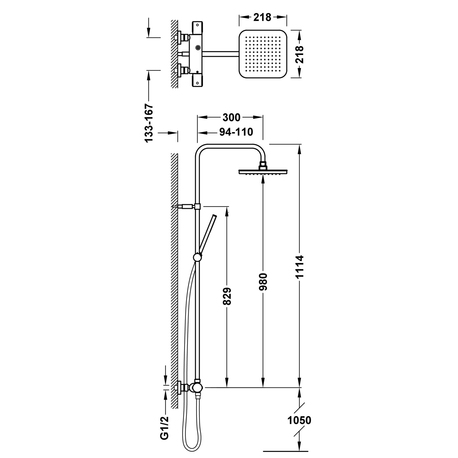 НАСТЕННЫЙ 2-полосный настенный термостатический смеситель для душа-19039318 TRES Thermostatic - Вид №1