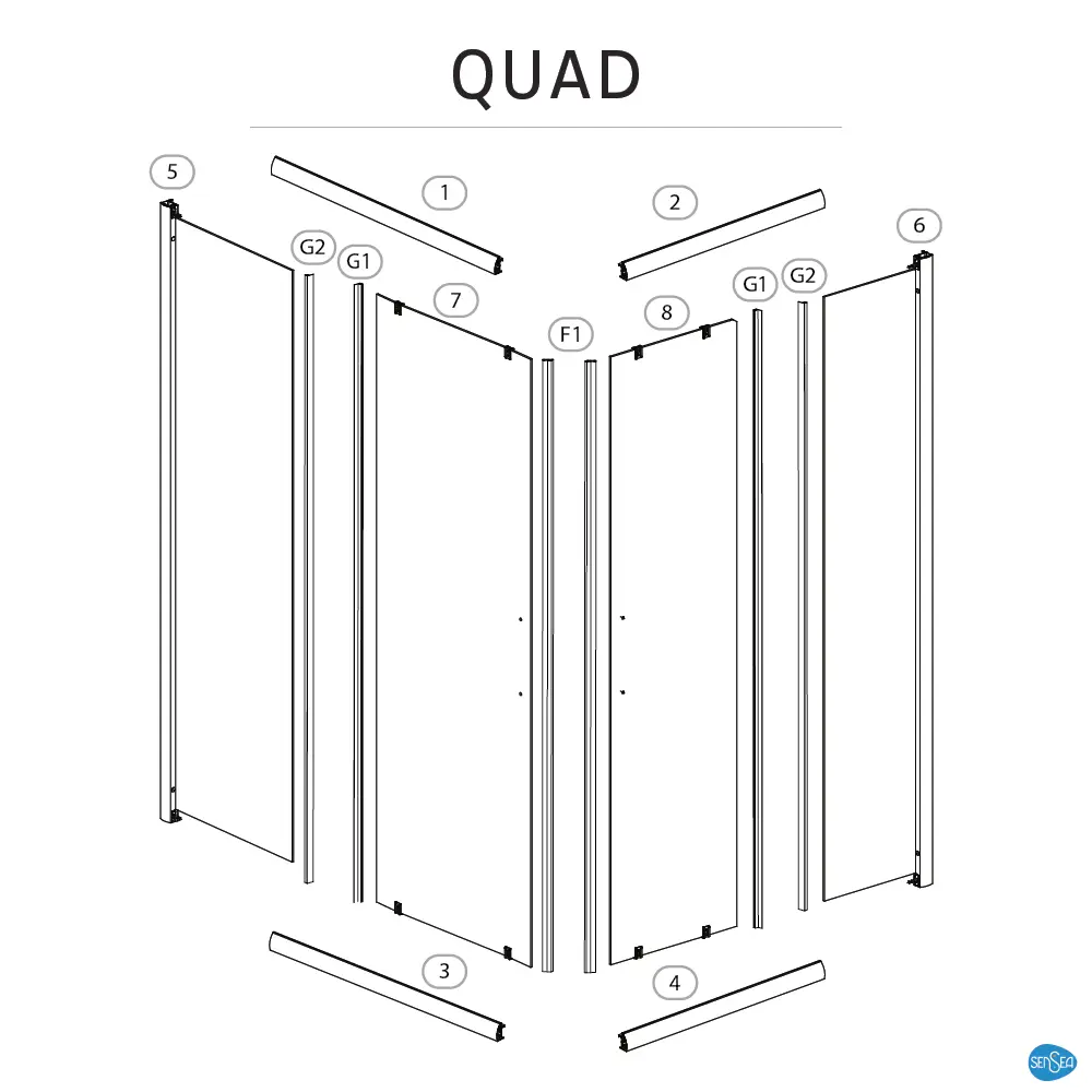 Душевая ширма Sensea Quad прямоугольный 80х120 см хромированный профиль прозрачное стекло раздвижной 18121231 STLM-2086296 Без серии - Вид №4