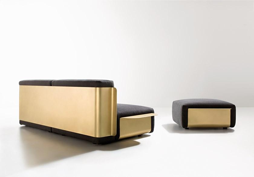 DE CASTELLI Прямоугольный тканевый пуф с латунной структурой Loom sun-id-1467251 - Вид №2