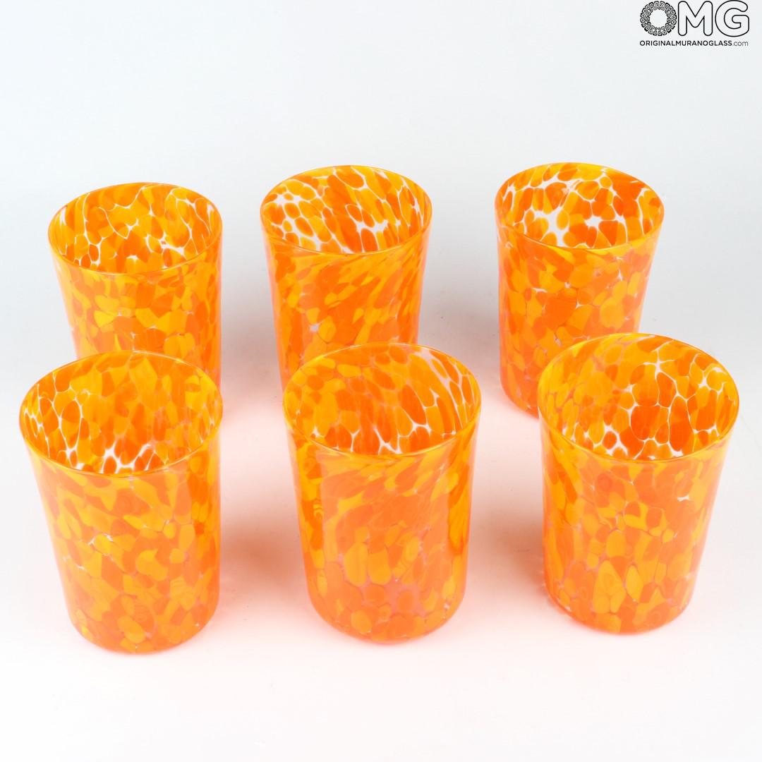 2190 ORIGINALMURANOGLASS Набор из 6 оранжевых рюмок - муранское стекло 6 см  - Вид №1