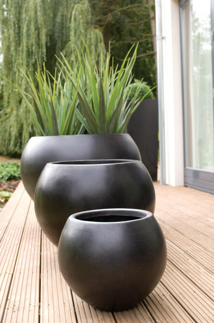 Уличный вазон круглый 62х48 см белый мрамор "Бирмингем" LE-VILLAGE СОВРЕМЕННЫЙ 081685 Белый  - Вид №2