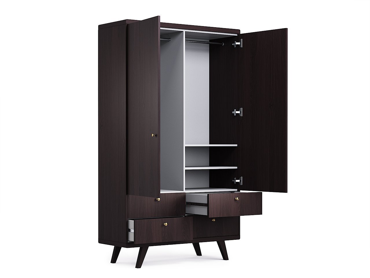 Шкаф двухдверный с ящиками дуб венге Thimon №2 THE IDEA  210435 Венге;черный  - Вид №1