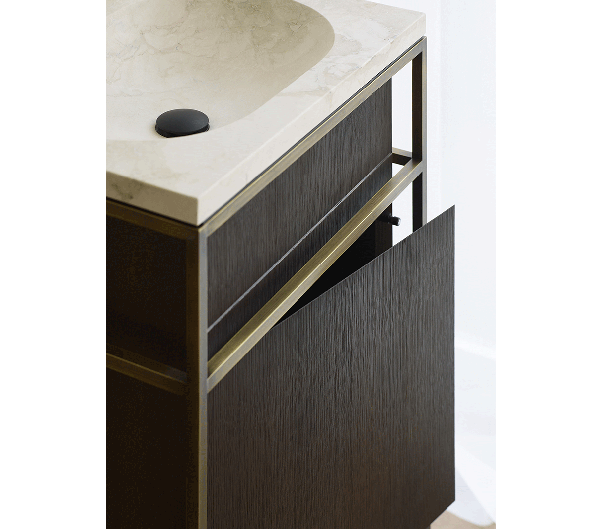 Ex.T Frame Мебель для умывальника из латуни с дубовым шкафом composizione gl1bronzo 1 - Вид №2