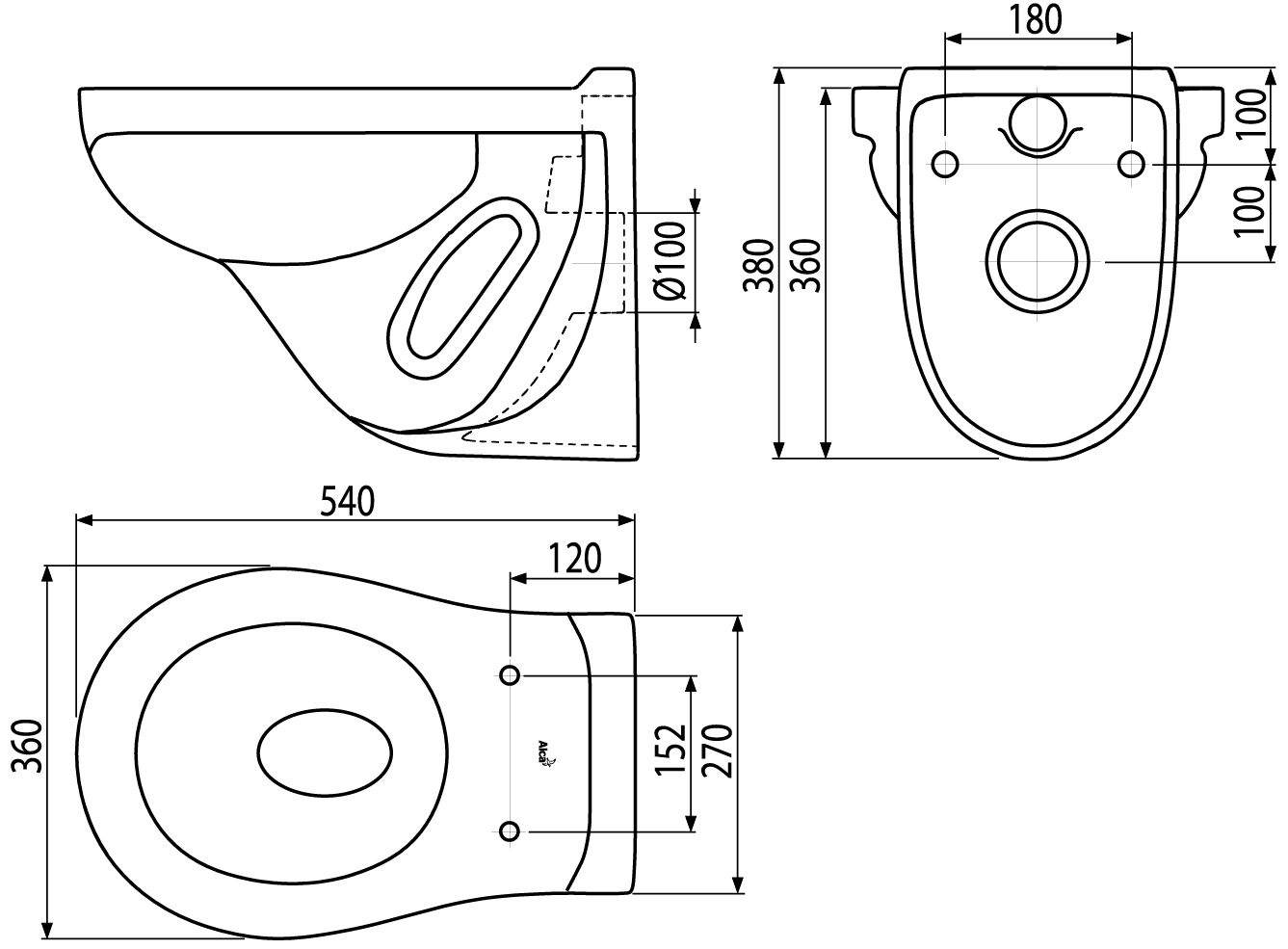 WCALCA Подвесной унитаз настенный Белый ALCAPLASTCZ  Чехия  - Вид №1