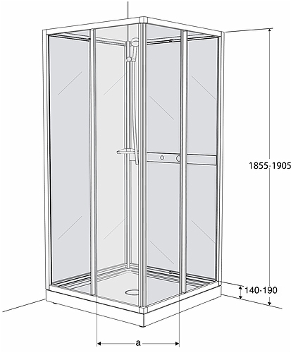 651091 Душевая кабина IFO Next NKH-L низкая, в сборе NKH-L VS 800 x 800 - Вид №1