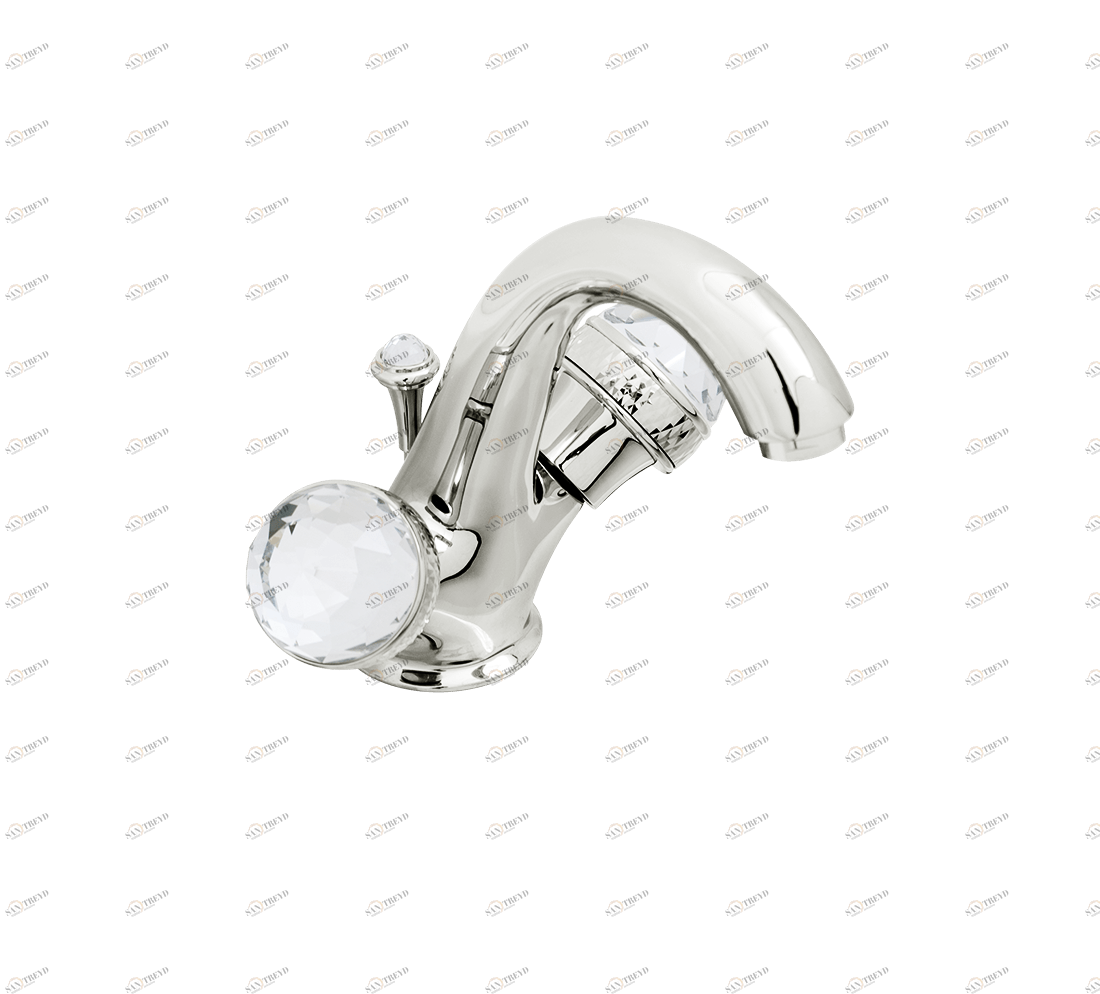 Gentry Home Смеситель для умывальника на три отверстия с выдвижным краном Crystal Никель GH100996