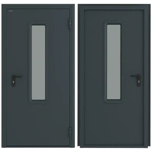 Дверь техническая остекленная 108x205 см правая цвет RAL7016