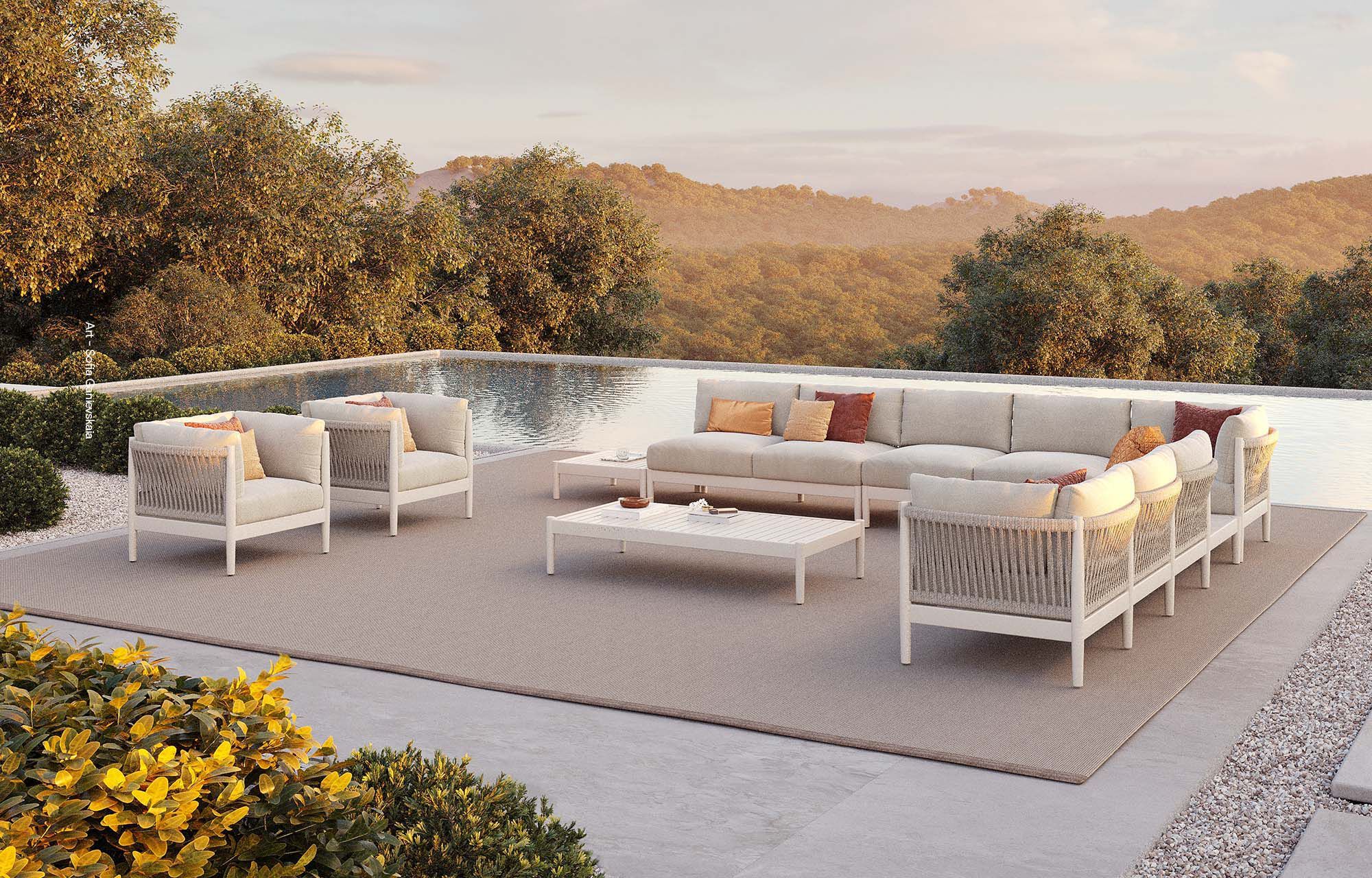 Секционный садовый диван из алюминия с порошковым покрытием и тканью Walters Georgica Aluminium ARCH-00145067 - Вид №9