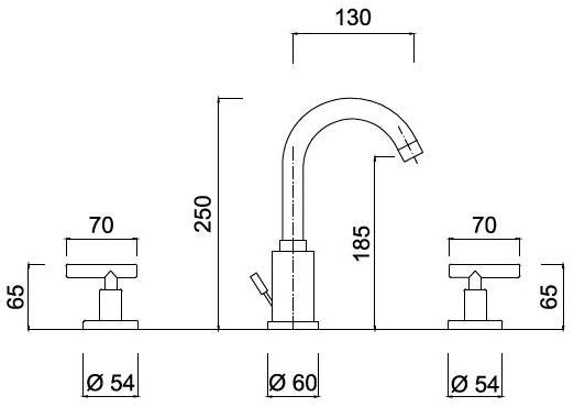 Rubinetteria Giulini Смеситель для раковины на 3 отверстия с регулируемым изливом G4 F7712a - Вид №1