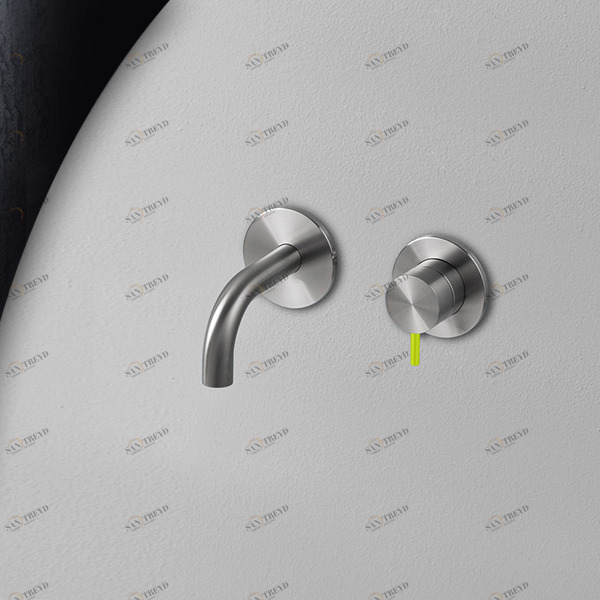 Смеситель для раковины сталь матовая с зеленой ручкой Toki Radomonte TKI17SCIL23