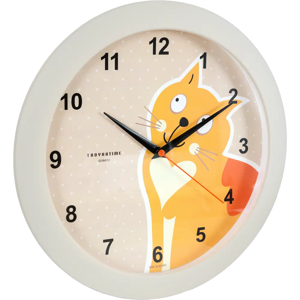 Часы настенные «Кот» круглые 29 см цвет бежевый TROYKATIME STLM-2166841 - Вид №2