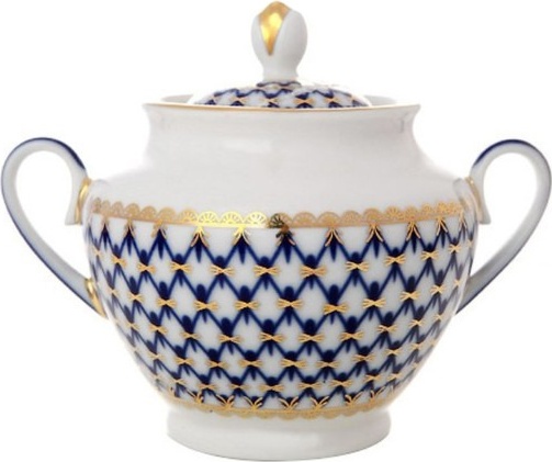 10642757 Императорский фарфоровый завод Сахарница "Кобальтовая сетка" "Весенняя" Фарфор 