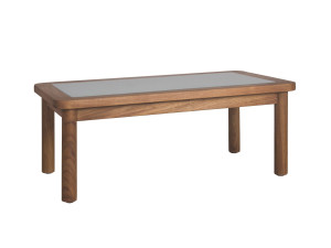 Прямоугольный садовый столик из дерева и стекла
