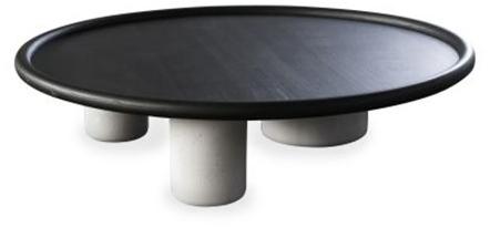 Tacchini Круглый журнальный столик из массива дерева с бетонным основанием sun-id-1465851 - Вид №1