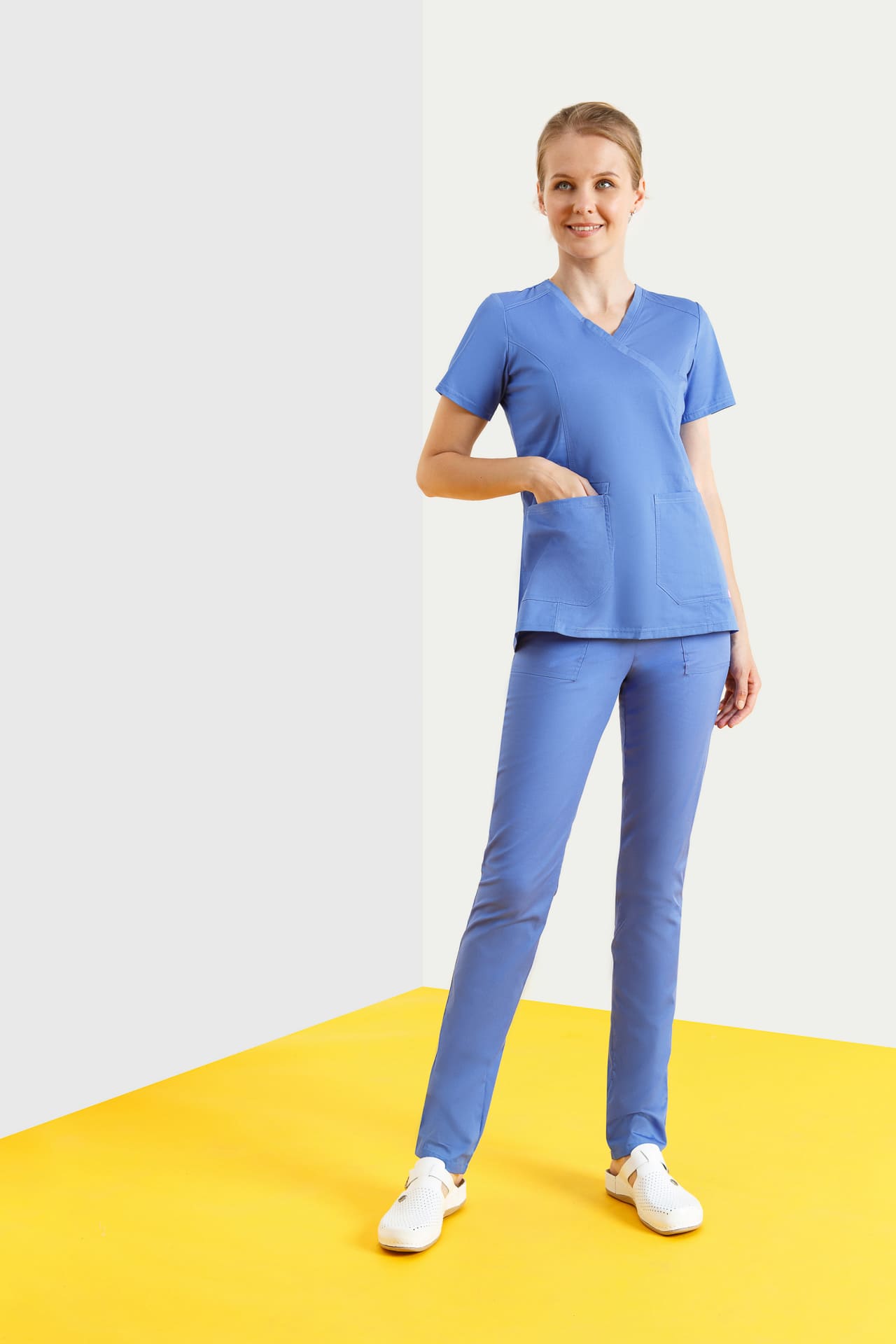 68049 Блузка женская BLUE (голубой) SINDIKA  Медицинская одежда  размер 50 (XL)  - Вид №2