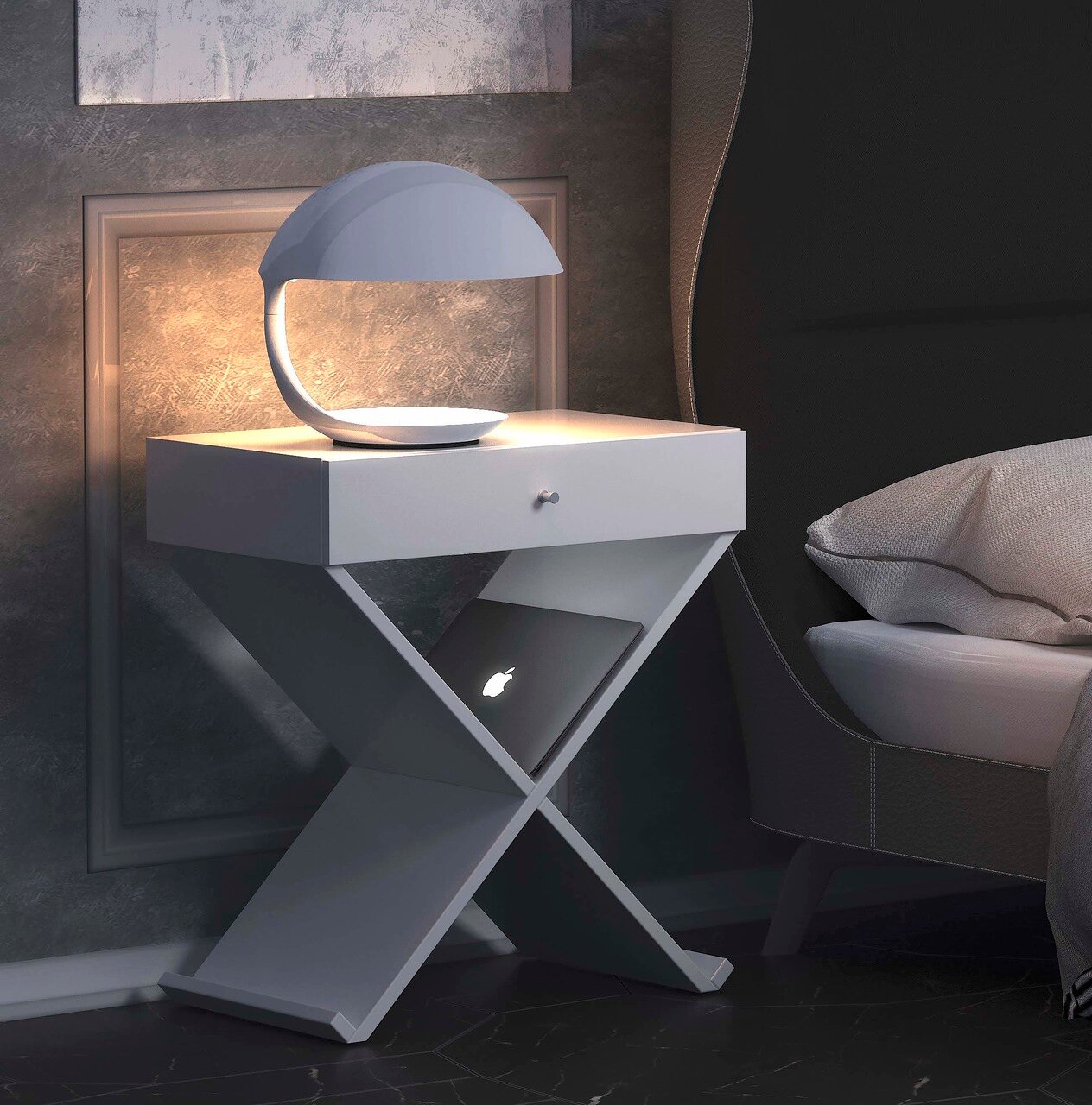 Тумбочка прикроватная белая Bonn BRAGIN DESIGN  256376 Белый  - Вид №2