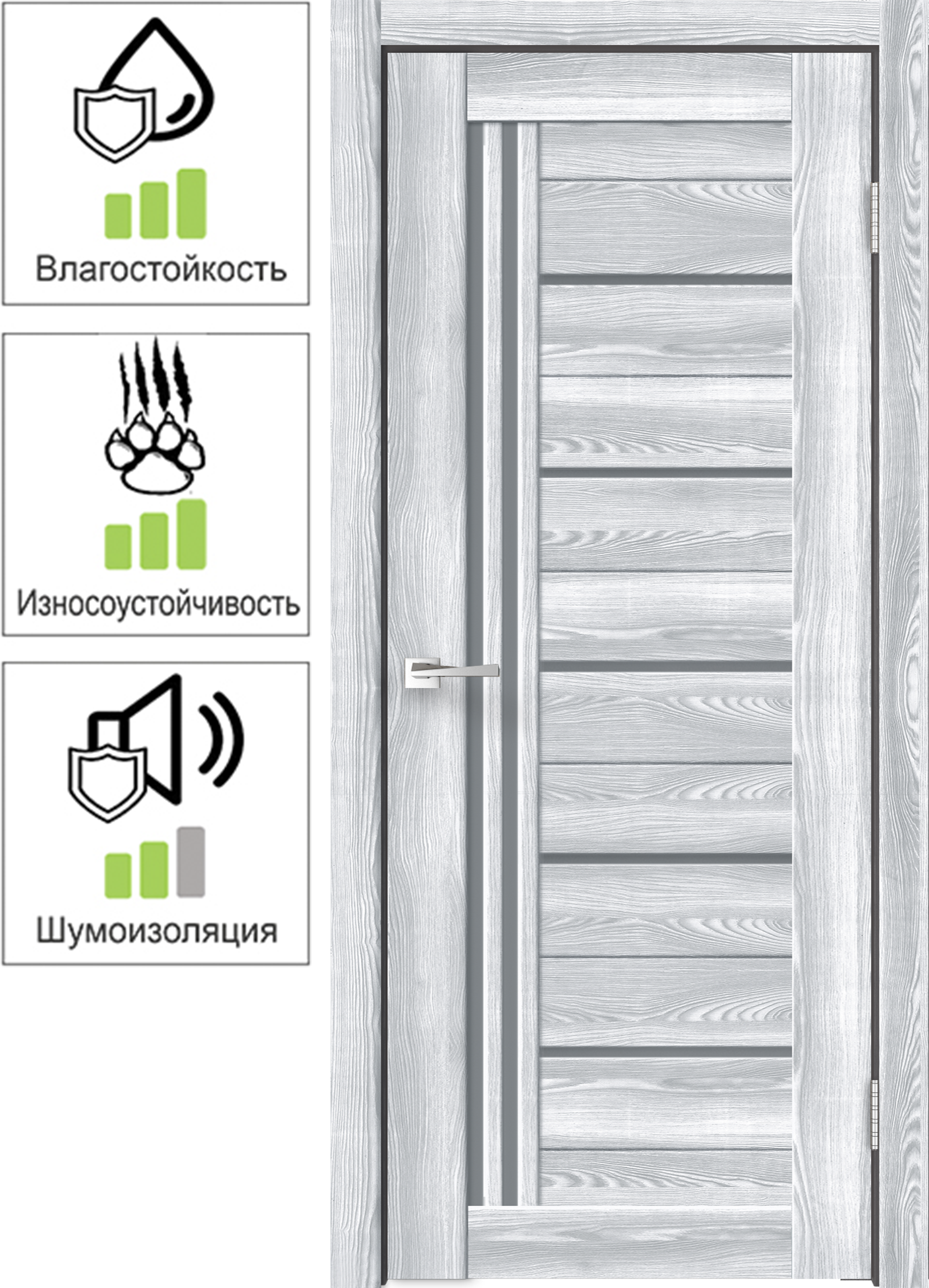 89160862 Дверь межкомнатная Новара остекленная вертикальная ПВХ ламинация цвет ривьера айс 90x200 см (с замком и петлями) STLM-0079279 VELLDORIS