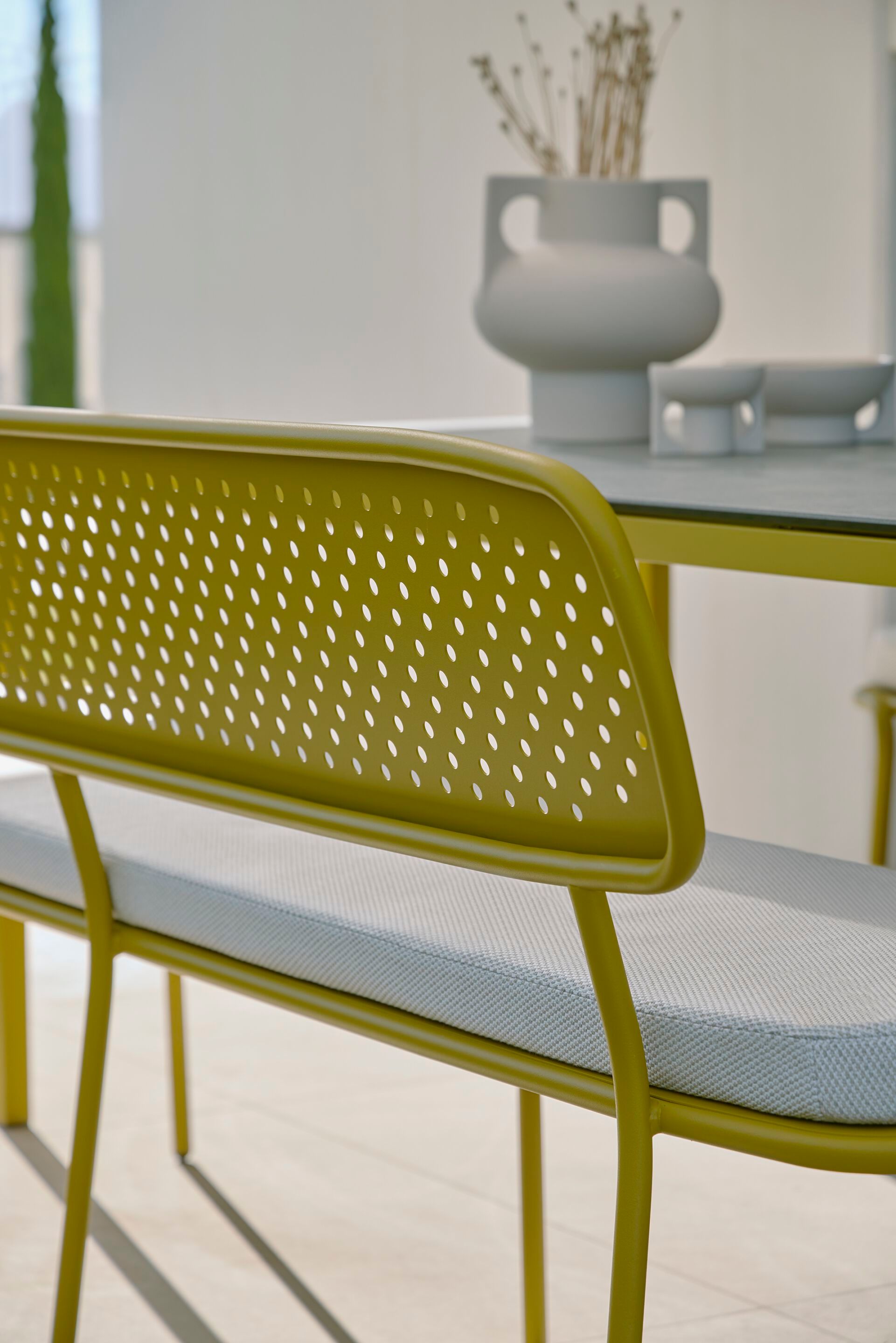 Садовая скамейка из нержавеющей стали со спинкой MUSOLA Abril ARCH-00017189 - Вид №6