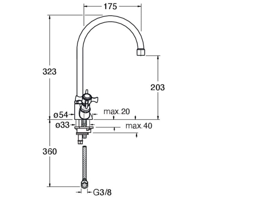 Однорычажный кухонный смеситель с отдельными розетками CRISTINA Rubinetterie кухня-классическая коллекция ARCH-00126093 - Вид №2
