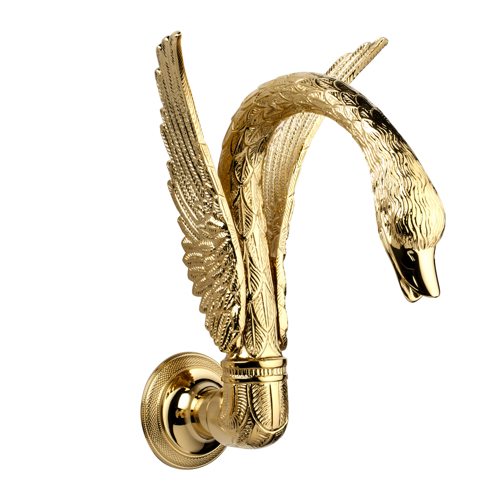 C46-1WS1 C46-1WS1 Излив для раковины настенный Пылающий лебедь Cristal & Bronze CYGNE FLAMANT  - Вид №1