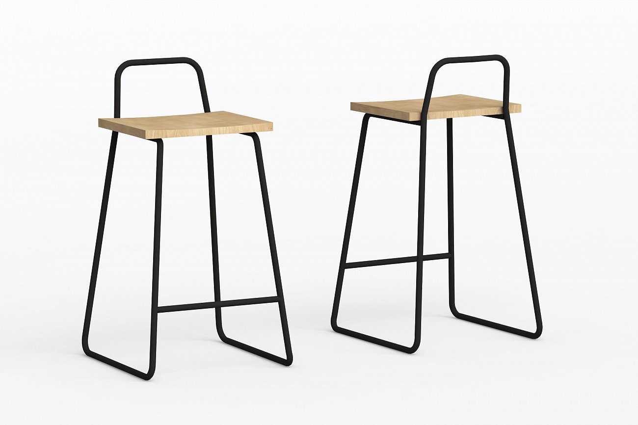 Барный стул с деревянным сиденьем желто-горчичный Bauhaus WOODI  00-3966224 Желтый  - Вид №1