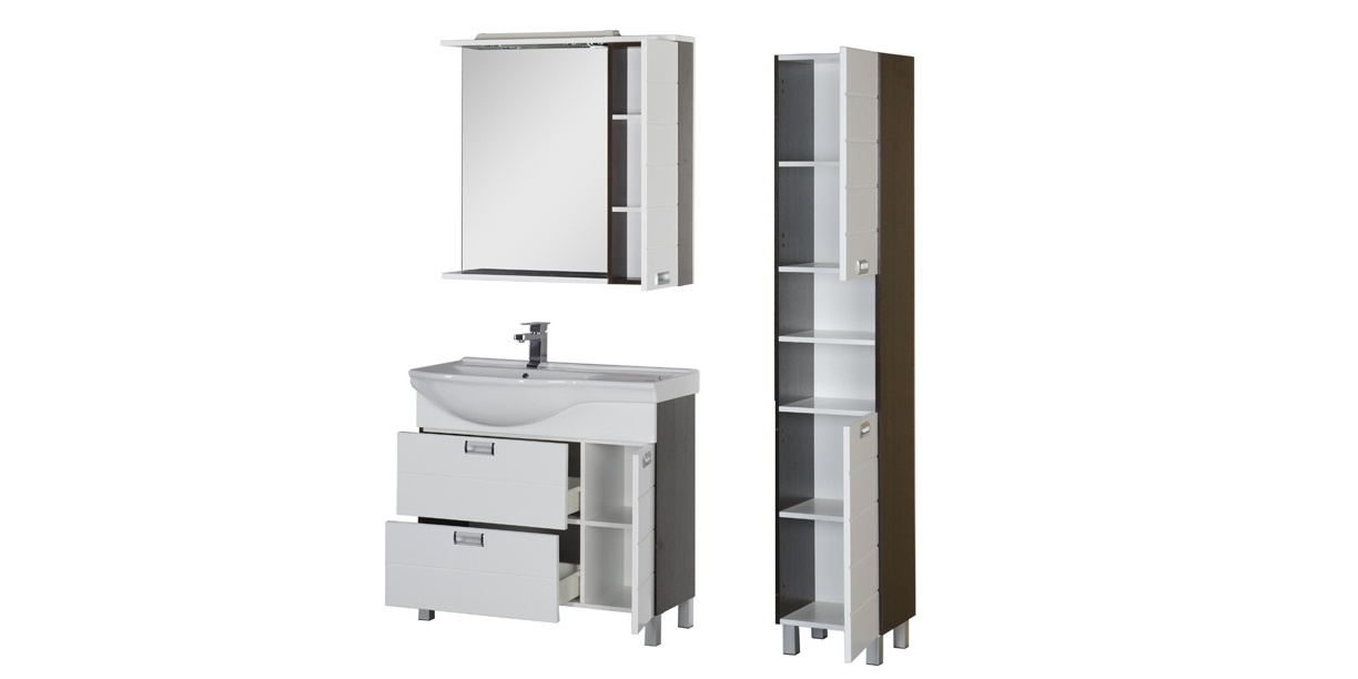 Комплект мебели Aquanet Сити 90 L белый/венге 00177534 - Вид №3