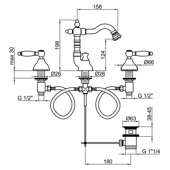 DO710502010 Смеситель для биде Webert Dorian - Вид №1