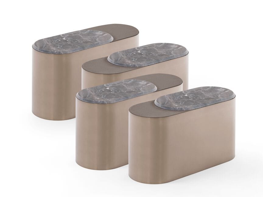 Низкий металлический журнальный столик с мраморной столешницей Visionnaire SOLIS ARCH-00039542