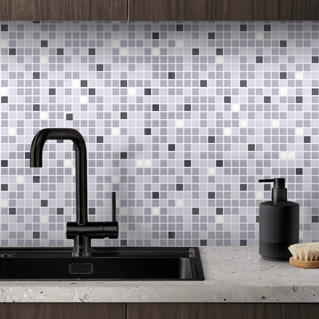 Панель ПВХ 0,3 мозаика Микс серый STELLA Бюджет STSR-678 - Вид №1