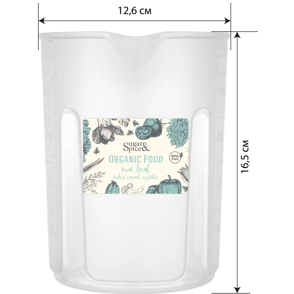 Кувшин мерный Organic Food 1.5л прозрачный SUGAR&SPICE STLM-2175582 - Вид №5