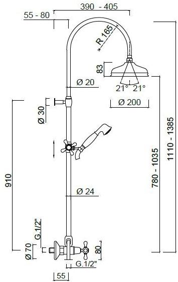 Rubinetteria Giulini Настенная душевая стойка с ручным душем Lotus - vienna F0507wc-s - Вид №1