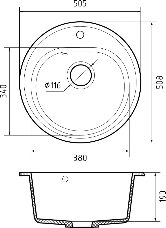 Кухонная мойка Искусственный камень RONDO S64 GranFest R-510-S64 - Вид №1