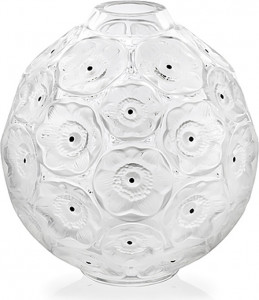 10600306 Lalique Ваза для одного цветка Anemones с черной эмалью Хрусталь